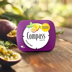 Товар Льодяники без цукру Powermints Compass Mints Mango Passion цукерки Пристрасть Манго та маракуйя 14г