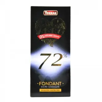 Чорний шоколад Torras zero fondant dark chocolate 72% 100г