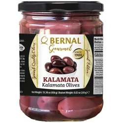 Товар Оливки мариновані Каламата Bernal Gourmet Kalamata Olives Бернал Гурман з кісточкою Гігантські Рожеві Банка 436г