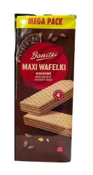 Товар Вафлі солодкі Biedronka Bonitki Maxi Wafelki Mega Pack Kakaowe Боніткі з какао кремом 10шт 450г