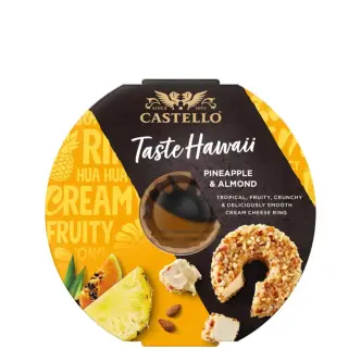 Крем сир Десертний Castello Taste Hawaii Pineaple&Almond Кастелло Смак Гавайський творожок Ананас з Мигдалем Кільце 125г
