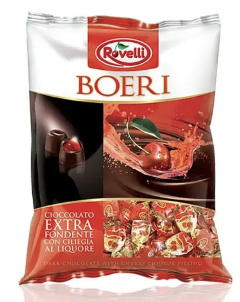 Шоколадні цукерки вишня в Чорному шоколаді з лікером Rovelli Boeri Cioccolato Extra Fondente Liquore Пакет 1кг