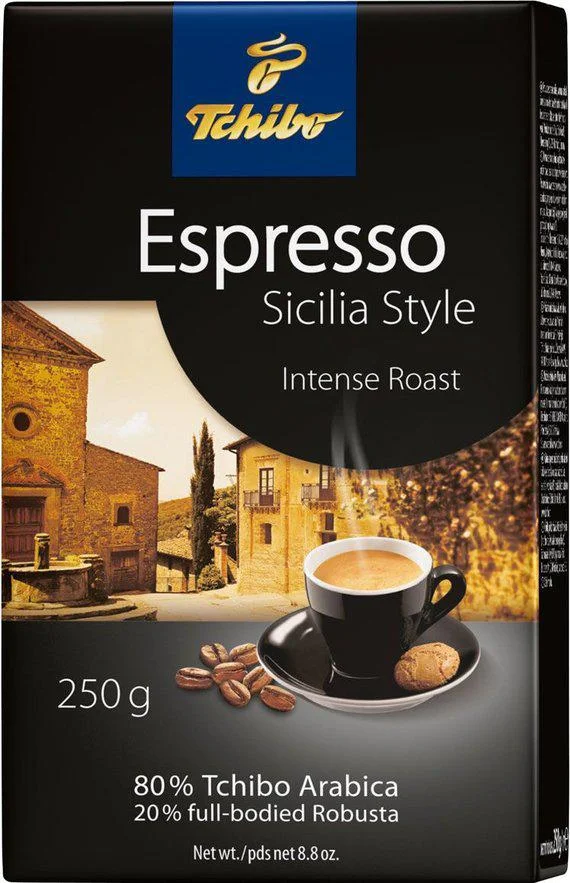Кава мелена Tchibo Espresso Sicilia міцне еспресо 80% арабіка 20% робуста 250г