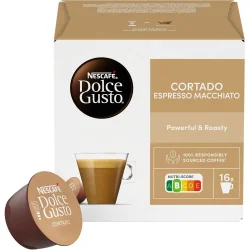 Товар Кава мелена в Капсулах Nescafe Dolce Gusto Cortado Espresso Macchiato Powerful&Roasty Нескафе Потужний і обсмажений 16шт 100г