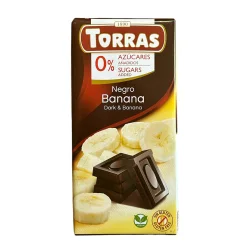 Товар Шоколад Чорний без Глютену Torras Negro Dark&Banana Banana Chocolate 0%Sugar Торас Чорний з Бананом Плитка 75г