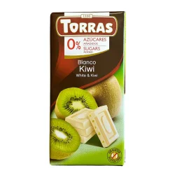 Товар Шоколад Білий без Глютену Torras Blanco White&Kiwi Kivi Chocolate 0%Sugar Торас з плодами Ківі Плитка 75г