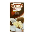 Новий Товар Шоколад Білий без Глютену Torras Blanco White&Coco Coconut Chocolate 0%Sugar Торас з Кокосом Плитка 75г
