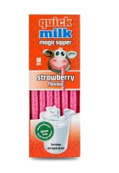 Товар Трубочки для молока Гранули Без глютену Felfoldi Quick Milk Magic Sipper Strawberry Фелфолді смак Полуниця 10шт Коробка 60г