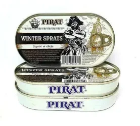 Товар Шпроти копчені Pirat Winter Sprats Szprot w oleju roslinnym Пірат рибки в рослинній олії Євробанка 170г