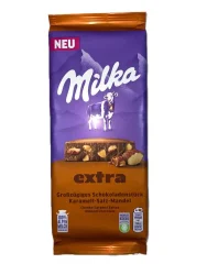 Товар Шоколад плитка Milka Extra Chunky Karamell-Salz-Mandel Мілка Екстра Молочний солона Карамель з шматочками мигдальних горіхів 190г