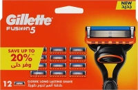 Касети Леза змінні Бритви Чоловічі Gillette Fusion5 Cartrige Джілет Фьюжн5 Картріджі одноразові Змащувальна змужка 5лез 12шт