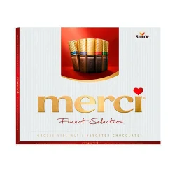 Товар Шоколадні цукерки міні Плитки асорті Storck Merci Finest Selection Grosse Vielfalt Assorted Chocolate Red Мерсі Коробка 250г