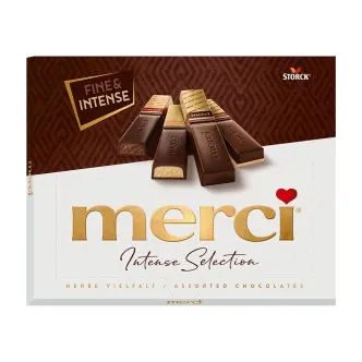 Шоколадні цукерки міні Плитки асорті Storck Merci Intense Selection Herbe Vielfalt Assorted Chocolate Dark Мерсі Коробка 250г