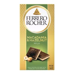 Товар Шоколад молочний Ferrero Rocher Macadamia&Hazelnut Milk Chocolate Bar Фереро Роше з фундуком та макадамією Плитка 90г