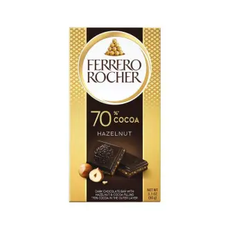 Шоколад Екстра Чорний 70% Ferrero Rocher Dark Chocolate Bar Hazelnut 70% Cocoa Феррео Роше з лісовими горіхами 90г