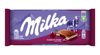 Товар Шоколад плитка Milka Crema Cu Visine Cherry Creme Chocolate Мілка молочний з кремом Черешня 100г