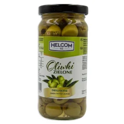 Товар Оливки Зелені без кісточок Helcom Oliwki Zielone Drylowane Green pitted Olives Хелком Мариновані склобанка 240г