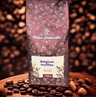 Кава в зернах Philipe Lombardini Belgium Truffles Філіп Ломбардіні з ароматом Бельгійський Трюфель мікс робусти та арабіки 1000г