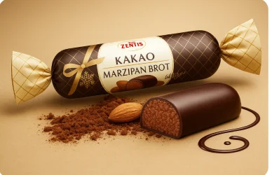 Товар Цукерка Марципан Zentis Marzipan Brot Kakao Зентіс Марципановий батончик з Мигдалем в Какао 100г