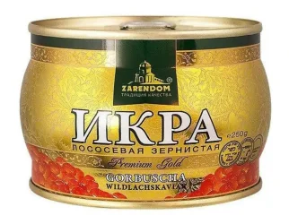 Товар Ікра червона Горбатого Лосося Zarendom Premium Gold Gorbuscha WildlachKaviar Зарендом горбуша Преміум Гольд Баночка 250г