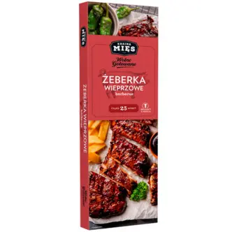 Ребра свинини для Грилю напівкопчені Kraina Mies zeberka Wieprzowe Barbecue Країна Мяса Селекційна свинина Барбекю 25шт 500г