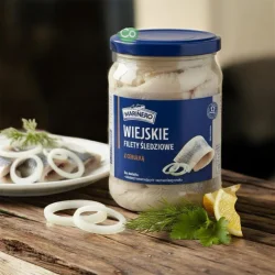 Товар Філе оселедця Marinero Wiejskie Filery Sledziowe z Cebulka Марінеро по Селянськи з цибулею Банка 600г