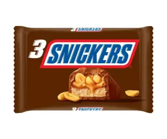 Шоколадний батончик Snickers 3 Triple Pack Peanuts Caramel Снікерс Потрійний молочний шоколад з карамеллю та горішками 3шт 150г