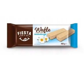 Товар Вафлі вершкові Fiesta Fun&Joy Wafles z kremem o smaku Smietankowym Фіеста білі з вершково-молочною начинкою 400г