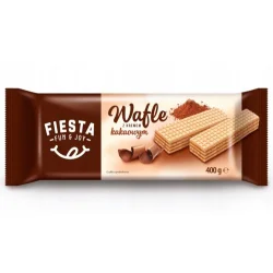 Товар Вафлі шоколадні Fiesta Fun&Joy Wafles z kremem o smaku Kakaowym Фіеста світлі з какао-шоколадною начинкою 400г