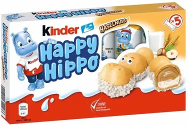 Товар Вафельні батончики Бегемотики Kinder Happy Hippo Haselnuss cream Bisquit з молочною начинкою та горіховим кремом 5шт 103г