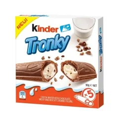 Товар Шоколадні батончики Kinder Tronky Кіндер Тронкі з шматочками печива та молочним кремом 5шт коробка 90г