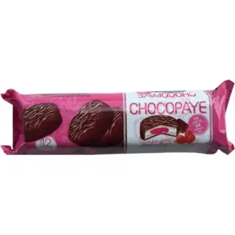 Печиво бісквітне в шоколадній глазурі ChocoPaye Strawberry Pink Шокопей класичні з полуничним джемом та маршмеллоу 12шт 216г