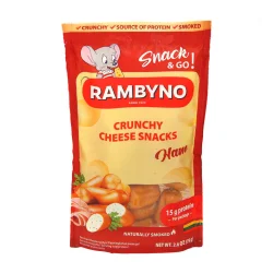 Товар Снеки з копченим сиром та шинкою Закуска Rambyno cruncy Smoked cheese Snacks&Go Ham Рамбіно Спайсі пікатний перець Chipotle 75г