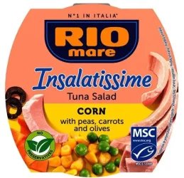 Товар Салат з Тунця Rio Mare e Insalatissime Insalata di Tonno Corn Ріо Маре Кукурудза морква горошок та оливки Євробаночка 160г