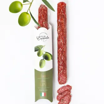 Ковбаса Салямі з Оливками Salumi Capputa Salame con Olives Капутта Сировялена свинина з спеціями без глютену Палочка 250г