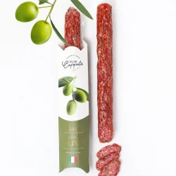 Товар Ковбаса Салямі з Оливками Salumi Capputa Salame con Olives Капутта Сировялена свинина з спеціями без глютену Палочка 250г