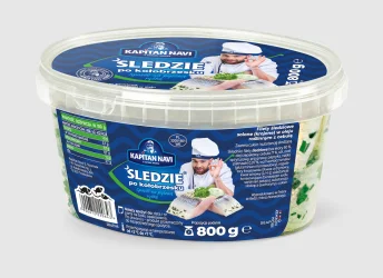Товар Оселедець Філе в Олії Kapitan Navi Sledzie po kołobrzesku Капітан Наві солоне з Цибулею по-Колобжеськи Контейнер 800г