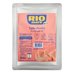 Товар Тунець шматочками Rio Mare Tuna chunks en aceite de Girasol Ріо Маре в соняшниковій олії Бігпак 500г