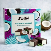 Шоколадні Цукерки Пташине молоко Meltie Coconut Mousse Podniebne Mleszko Мелті кокосовий Мус небесне Молочко Коробка 380г