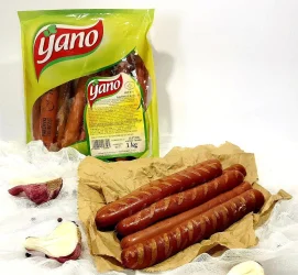 Товар Сосиски Курячі для Хот-Догів Yano Parowki z kurczat Hot Dog Яно курині в штучній оболонці Вакуум пакет 1кг