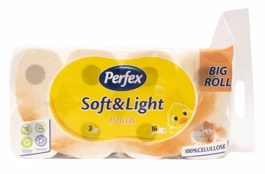 Товар Туалетний папір у Рулонах Perfex Soft&Light Big Roll 100% Cellulose Peach Перфекс трьохшаровий Целюлоза аромат Персик 16шт