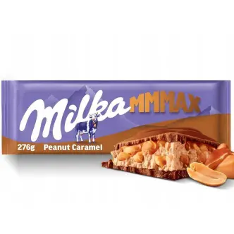 Шоколад молочний плитка Milka MMMAX Peanut Caramel Мілка з цільними горіхами арахісу та Карамель 276г