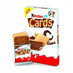 Товар Печиво сендвіч Картки Kinder Cards 3x Кіндер Кардс пісочне с шоколадом та вершковим кремом 3шт Коробка 76г