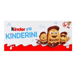Товар Печиво Веселі Герої Kinder Kinderini 4x Кіндер Кіндеріні пісочне з какао-молочним кремом 4шт Коробка 100г