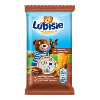 Дитяче міні печиво без барвників Ведмедик Барні Lubisie Nadzienie szekoladowe Любісіе Бісквітне з Шоколадною начинкою 30г