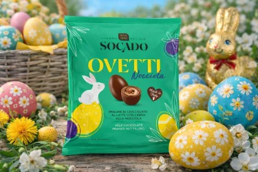Товар Яйця Шоколадні Великодні Socado Ovetti Nocciola Green Praline Milk Filling Сокадо Оветті Пасхальні пралінефундук Пакет 8шт 110г