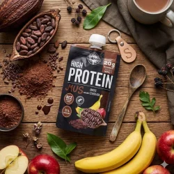 Товар Мус Протеїновий без цукру Solevita High Protein Mus Owoce szekolada Солевіта Енергетичне пюре Білок 20г смак Шоколад Фрукти 180г
