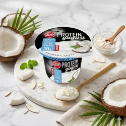 Товар Йогурт Протеїновий без цукру Zott Protein Yogurt Coconut Зотт Енергетичний низькокалорійний Білок 20г смак Кокосовий стакан 200г