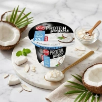 Йогурт Протеїновий без цукру Zott Protein Yogurt Coconut Зотт Енергетичний низькокалорійний Білок 20г смак Кокосовий стакан 200г