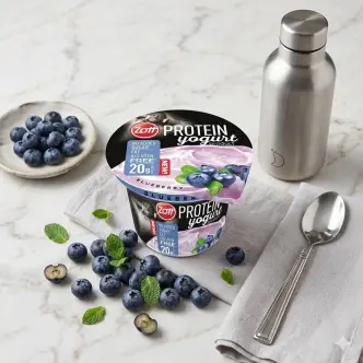 Йогурт Протеїновий без цукру Zott Protein Yogurt Blueberry Зотт Енергетичний Білок 20г смак Чорничний стакан 200г